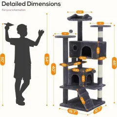 MyDepot Cat Climbing Frame 54 Inch Cat Tower with Scratching Post, Cat Playhouse, Cat Condo