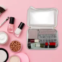 Unique Bargains PVC Portable Travel Makeup Organizer Bag White 1 Pc