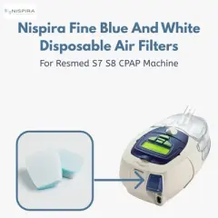 Nispira Fine Blue and White Disposable Air Filters Compatible with ResMed S7 S8 CPAP Machine, 12 Filters