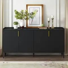 KTMBDW Large Buffet Sideboard Cabinet with Storages, 63" Modern Buffet Table Coffee Bar Storage Cabinet with 4 Doors for Dining Room, Living Room