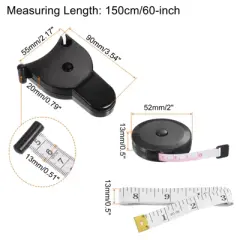 Unique Bargains Automatic Retractable Fitness Tailor Tape Double Scale Rulers and Measuring Tools 150cm/60 Inch 3 Pcs