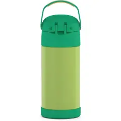 THERMOS FUNTAINER 12 Ounce Stainless Steel Vacuum Insulated Kids Straw Bottle Lime/Orange