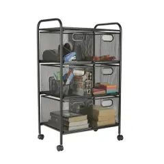 Mind Reader Metal Rolling File Cart with 3-Tier Drawer Organizer