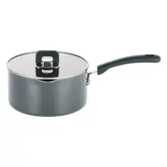NutriChef Saucepan Pot W/ Lid-Non-Stick Stylish Kitchen Cookware W/ Foldable Knob, 1.5 Quart (Gray)