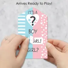 Big Dot of Happiness Girl Baby Gender Reveal - Party Game Pickle Cards - Team Boy or Girl Pull Tabs - Set of 12