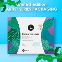 L. Organic Cotton Top Layer Ultra Thin Pads - Super Absorbency - 56ct