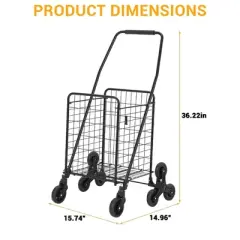Utility Cart, Heavy Duty 110LB Capacity Folding Cart - Stair-Climbing 360&iexcl;&atilde; Wheels for Groceries/Laundry/Multi-Floor Transport