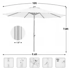 Ainfox 10ft Patio Umbrella With Led Light Bar