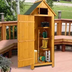 Gulches 30.3"L X 21.3"W X 70.5"H Outdoor Storage Cabinet Tool Shed Wooden Garden Shed  Natural