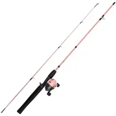 Fishing Pole - 64-Inch Fiberglass and Stainless Steel Rod and Pre-Spooled Reel Combo for Lake, Pond and Stream Casting by Leisure Sports (Pink)