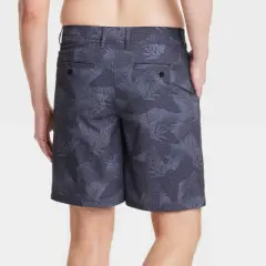 Men's 9" Leaf Printed Hybrid Swim Shorts - Goodfellow & Co&trade; Dark Gray