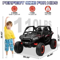 JOYRACER 24V 2 Seater 4WD Ride-On UTV for Kids with Remote Control, 4&times;100W Motors, 3 Speeds & Bluetooth, XL Seats Electric Off-Road UTV