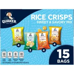 Quaker Sweet & Savory Mix Gluten Free Popped Rice Crisps Variety pack - 0.67oz/15ct
