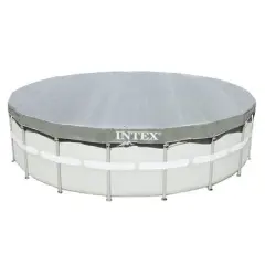 Intex 28041E UV Resistant Deluxe Debris Pool Cover for 18-Foot Intex Ultra Frame Round Above Ground Swimming Pools with Drain Holes, Gray