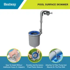 Bestway FlowClear Pool Surface Skimmer, Wall Mounted Above Ground Automatic Water Cleaner with 530 Gallon and Above Filter Pumps, 2 Pack