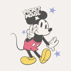 Girls' Mickey Mouse Ringer Short Sleeve Graphic T-Shirt - Cream