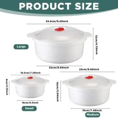 Itopfox 3-Piece Microwave Bowls with Lids and Steam Rack, Assorted Sizes for Soup, Noodles, Leftovers, Dishwasher Safe, Dorm & Kitchen Essentials