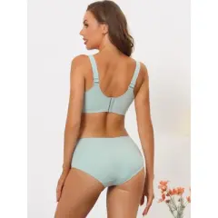 Allegra K Women's Wide Back Smoothing Floral Lace Wirefree Push Up Bra Sets