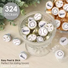 Big Dot of Happiness Batter Up - Baseball - Baby Shower or Birthday Party Small Round Candy Stickers - Party Favor Labels - 324 Count