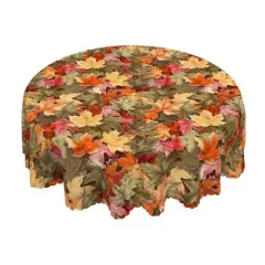 LOVEVOOK Maple Leaves Tablecloth, Round Fall Tablecloth, Pumpkin Table Cloth, Autumn Harvest for Christmas, Holiday, Thanksgiving Decor