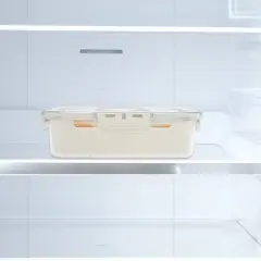 Unique Bargains Sealed Rectangle Fridge Food Storage Containers 2 Compartment White Transparent 1 Set