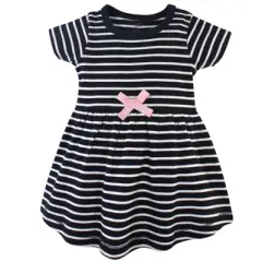 Touched by Nature Baby and Toddler Girl Organic Cotton Short-Sleeve Dresses 2pk, Ditsy Floral