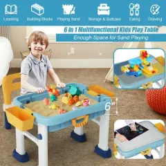 Costway 6 in 1 Kids Activity Table Set w/ Chair Toddler Luggage Building Block Table