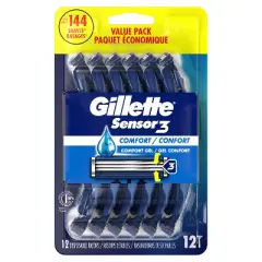 Gillette Sensor3 Comfort Men's Disposable Razors - 12ct