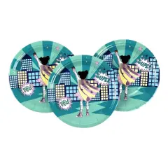 Anna + Pookie 7" Girl Green  Super Hero Paper Party Plates 8 Ct.