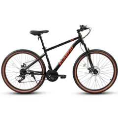 VASIP 24 inch Green Teen Mountain Bike, High-Carbon Steel Frame, Disc Brakes, Durable Brown-Edge Tires, Perfect for School Commuting