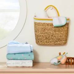Wall Hanging Natural Woven Basket with Coiled Rope Handle - Pink - Cloud Island&trade;