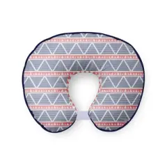 Bacati - 3 pc Emma Aztec Coral/Navy Large Triangles Muslin Hugster Feeding & Infant Support Nursing Pillow with 2 removable zippered covers 