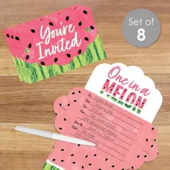 Big Dot of Happiness Sweet Watermelon - Fill-In Cards - Fruit Party Fold and Send Invitations - Set of 8