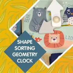 Leo & Friends Shape Sorting Clock with Removable Number Blocks 1-12 Included