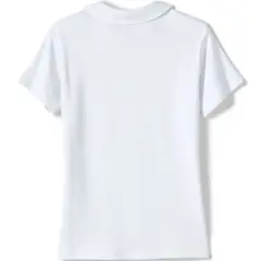 Lands' End School Uniform Girls Short Sleeve Button Front Peter Pan Collar Knit Shirt