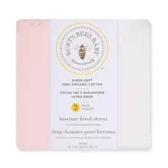 Burt's Bees Baby&reg; Organic Solid Bassinet Sheet - White Pink - 2pk