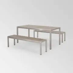 Cape Coral 3pc Aluminum Picnic Dining Set - Silver - Christopher Knight Home