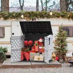 INFURNIC Deck Boxes, Extra-Large Deck Box with Lockable Storage, Waterproof Outdoor Storage Box for Patio, Garden, Pool, White, 51.1"*29.1"*43.3"