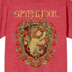 Harry Potter Gryffindor Magical Moments Crest Crew Neck Short Sleeve Red Heather Women's T-shirt