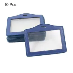 Unique Bargains Office Name Badge ID Credit Card Horizontal Holder Blue Clear 10pcs