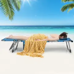 Tangkula Folding Chaise Lounge Chair Sunbathing Recliner w/ Face Hole & Removable Pillow