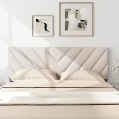 Tangkula Linen Fabric Upholstered Headboard Rectangular Headboard w/ Solid Wood Legs