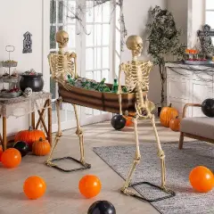 Halloween Express Poseable Skeletons Carrying Coffin Halloween Decoration - 60 in x 68 in x 17.5 in - Multicolored