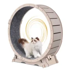 YOOCOZZ 41" Cat Exercise Wheel for Indoor Cats, Cat Running Wheel with Carpeted Runway-Natural