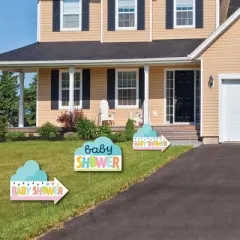 Big Dot of Happiness Colorful Baby Shower - Gender Neutral Party Yard Sign with Stakes - Double Sided Outdoor Lawn Sign - Set of 3