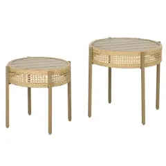 MOEPISY 2 Piece Wicker Patio Table Set, Brown