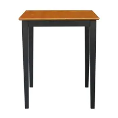 Solid Wood Top Table with Shaker Legs Black/Red International Concepts