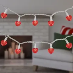 Northlight 20-Count Red LED Mini Hearts Valentine's Day Lights - 4.75ft, White Wire