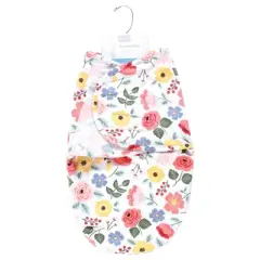 Hudson Baby Infant Girl Plush Faux Fur Swaddle Wrap, Modern Botanical, 0-3 Months