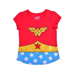 Warner Bros Girls 4-Pack Batgirl, Wonder Woman and Super Girl Short Sleeve Superhero Tees